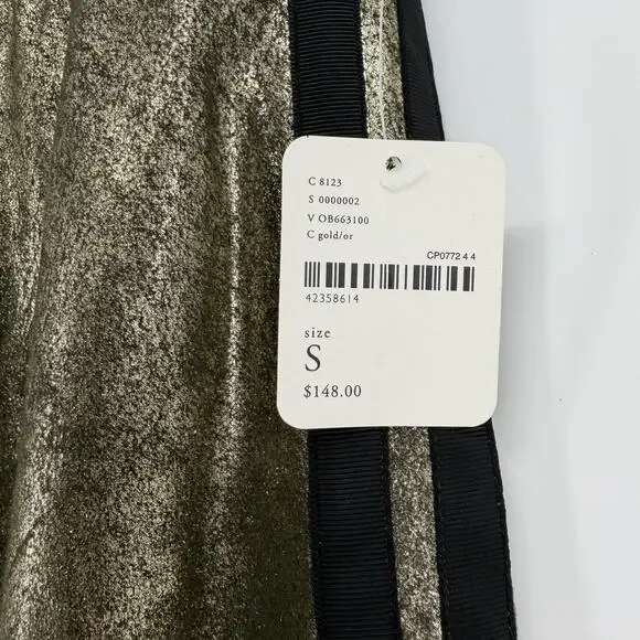 NEW Free People Vegan Leather Metallic Gold Wide Leg Track Pants Size SMALL - Picture 5 of 8